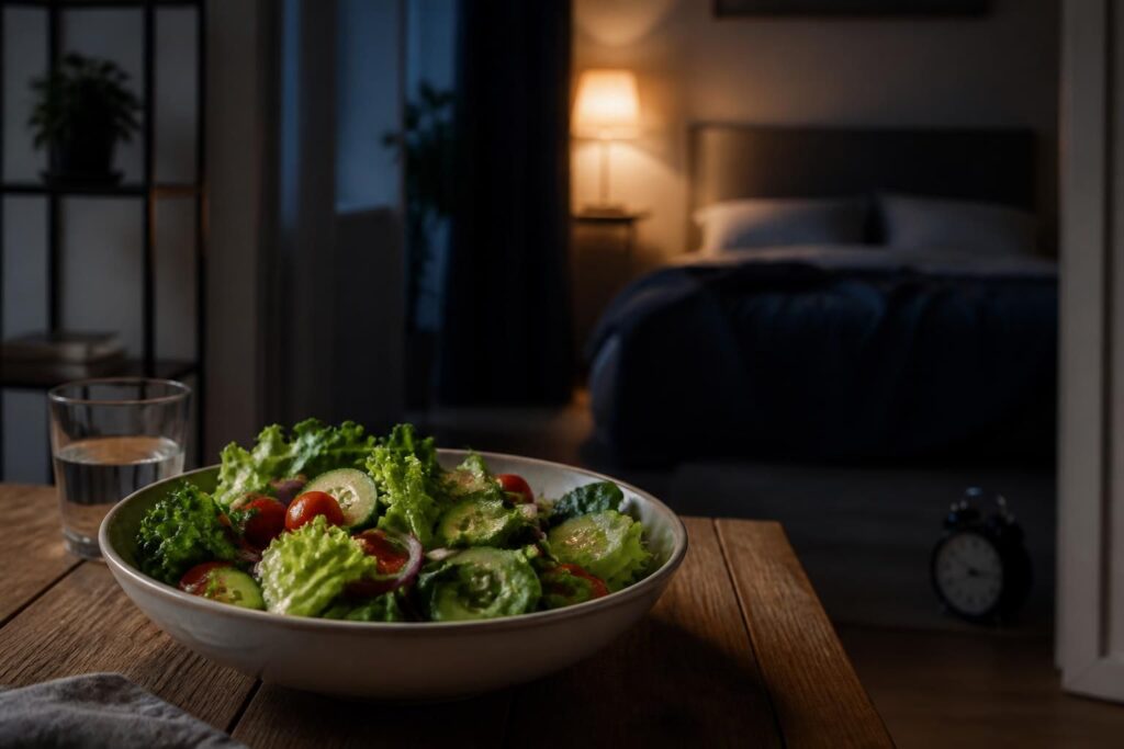 Warum ein großer Salat am Abend den Schlaf stärker beeinflussen kann, als viele denken